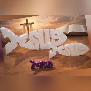 Large 3D Printed Jesus Fish Decor